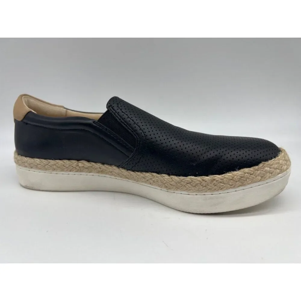 Dr. Scholl's Scout Jute Women Black Leather Perforated Slip-On Shoes Size 8.5M